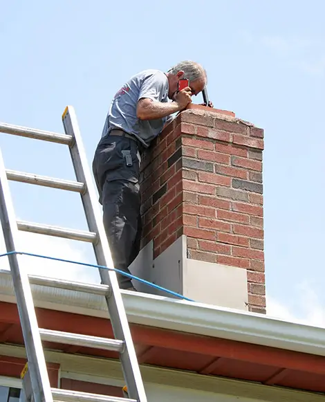 майстор прави проверка на комин